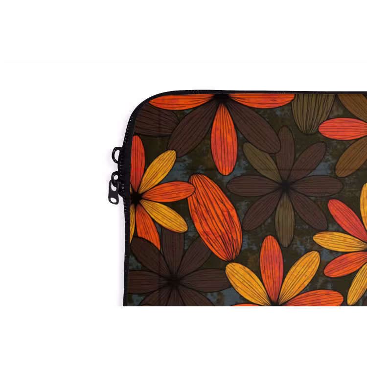 Laptophoes - Oranje - Retro - Bloemen - Herfst — 5