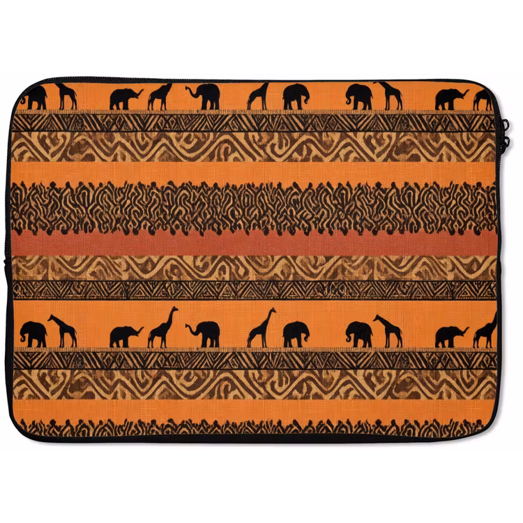Laptophoes - Oranje - Safari - Afrikaans - Dieren - Patroon — 1