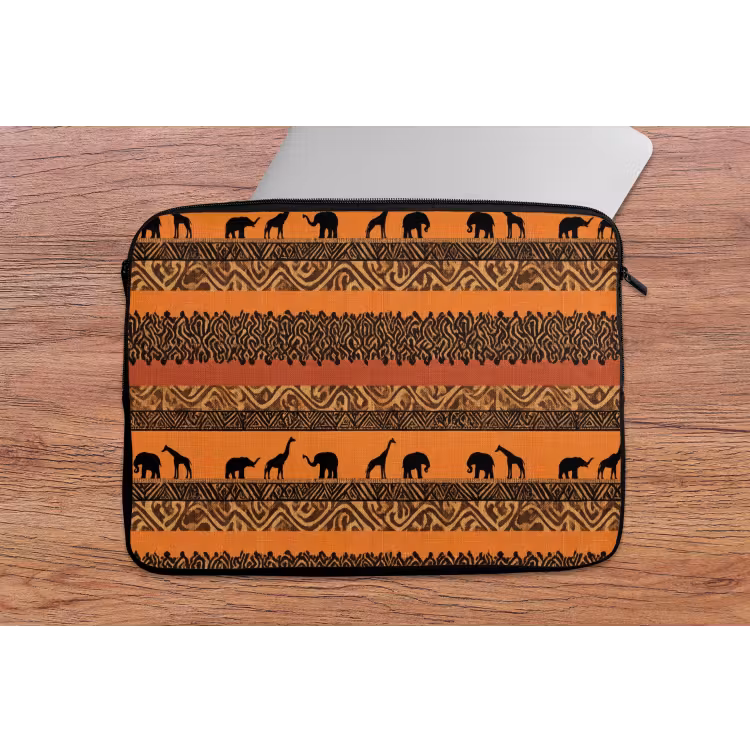 Laptophoes - Oranje - Safari - Afrikaans - Dieren - Patroon — 2