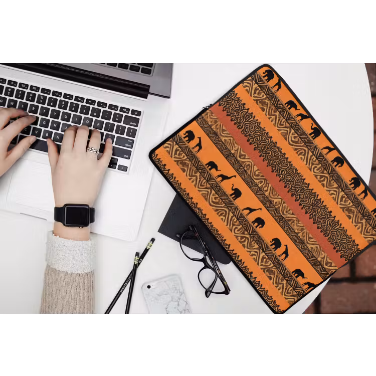 Laptophoes - Oranje - Safari - Afrikaans - Dieren - Patroon — 3