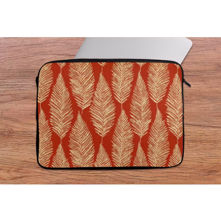 Laptophoes - Rood - Botanisch - Varen - Patroon — 2