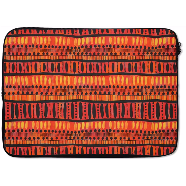 Laptophoes - Rood - Oranje - Etnisch - Expressief - Patroon — 1