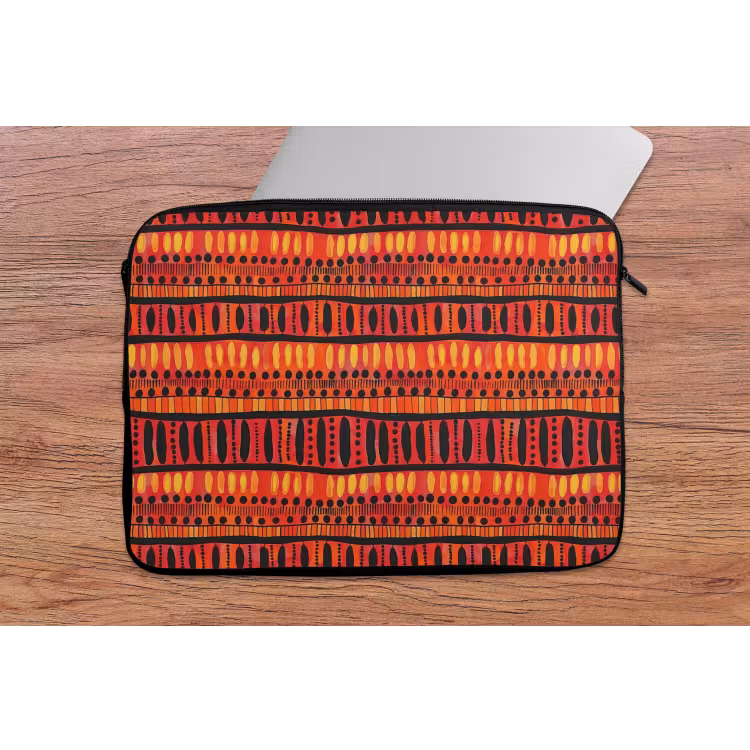 Laptophoes - Rood - Oranje - Etnisch - Expressief - Patroon — 2