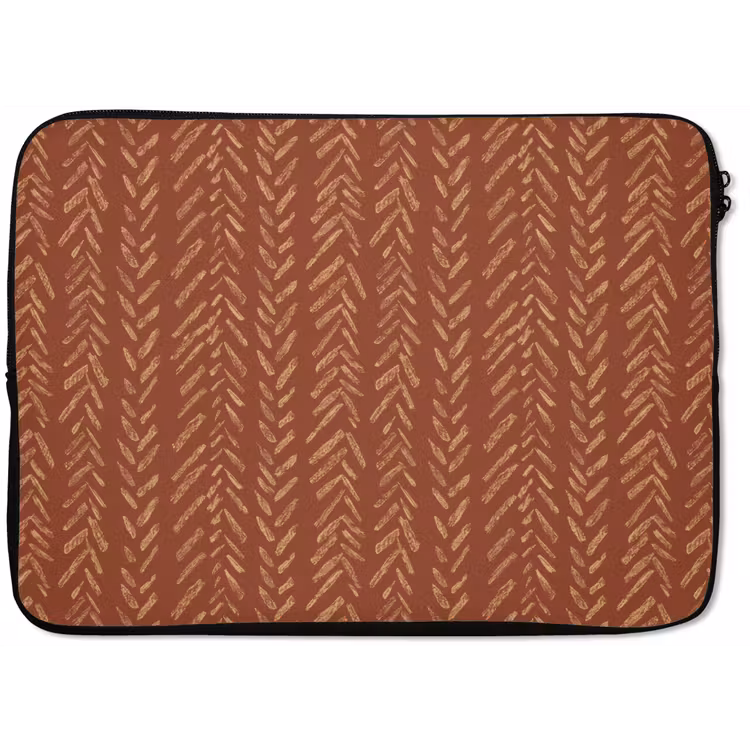 Laptophoes - Terracotta - Visgraat - Ambachtelijk - Patroon — 1