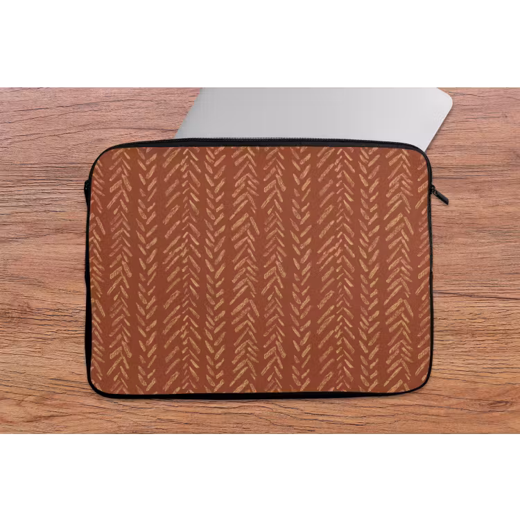 Laptophoes - Terracotta - Visgraat - Ambachtelijk - Patroon — 2