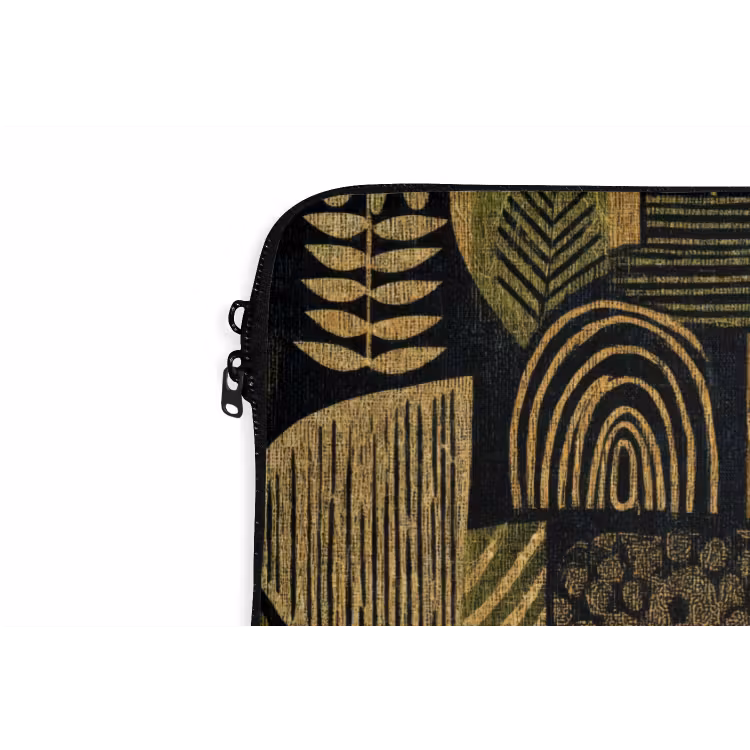 Laptophoes - Zwart - Okergeel - Botanisch - Textuur — 5