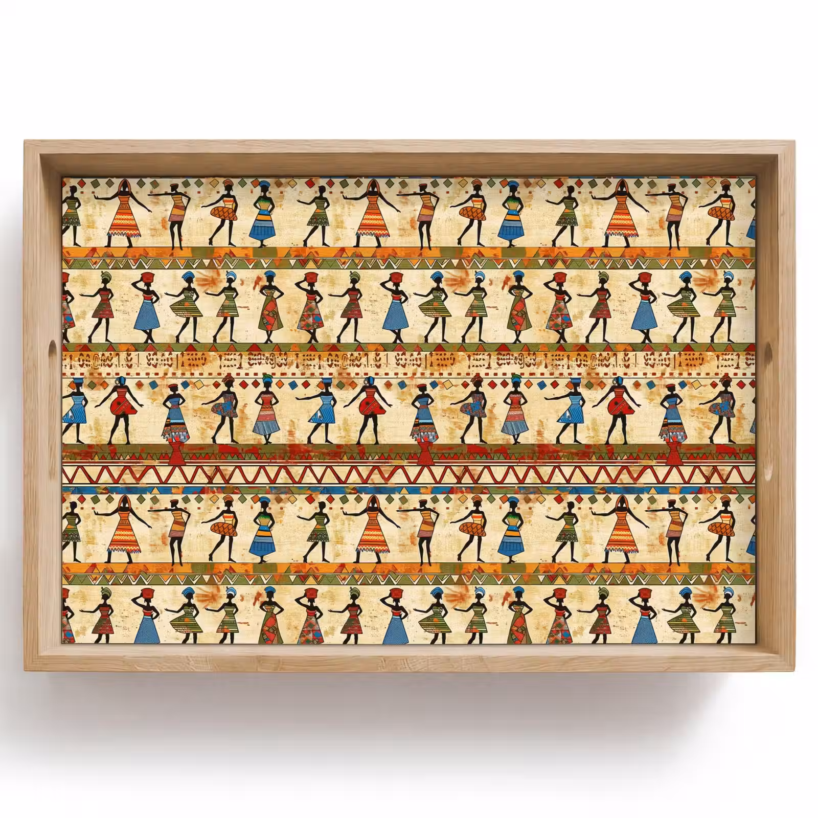 Dienblad - Kleurrijk - Afrikaans - Etnisch - Dansende Vrouwen - Patroon — 1