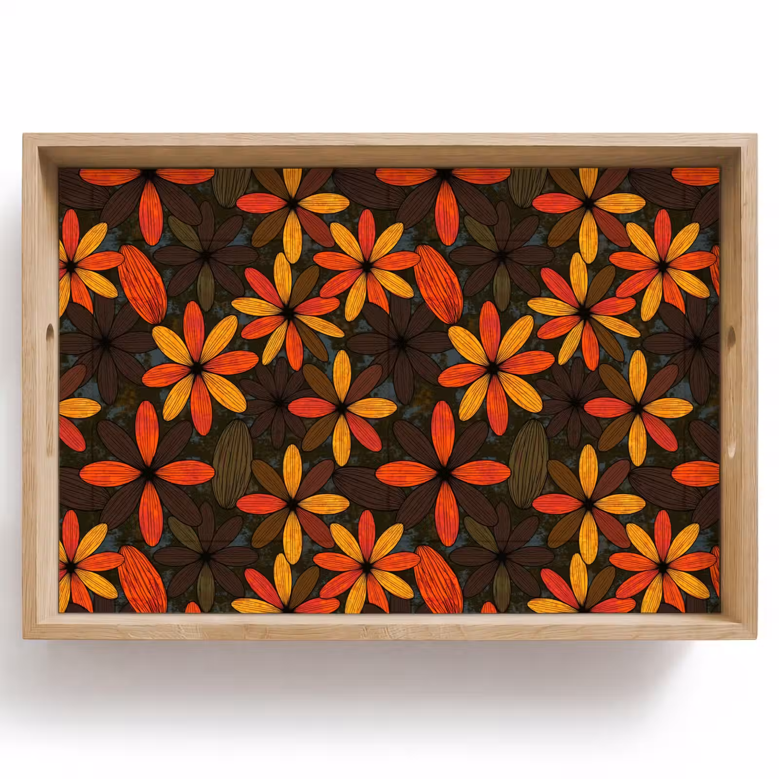 Dienblad - Oranje - Retro - Bloemen - Herfst — 1