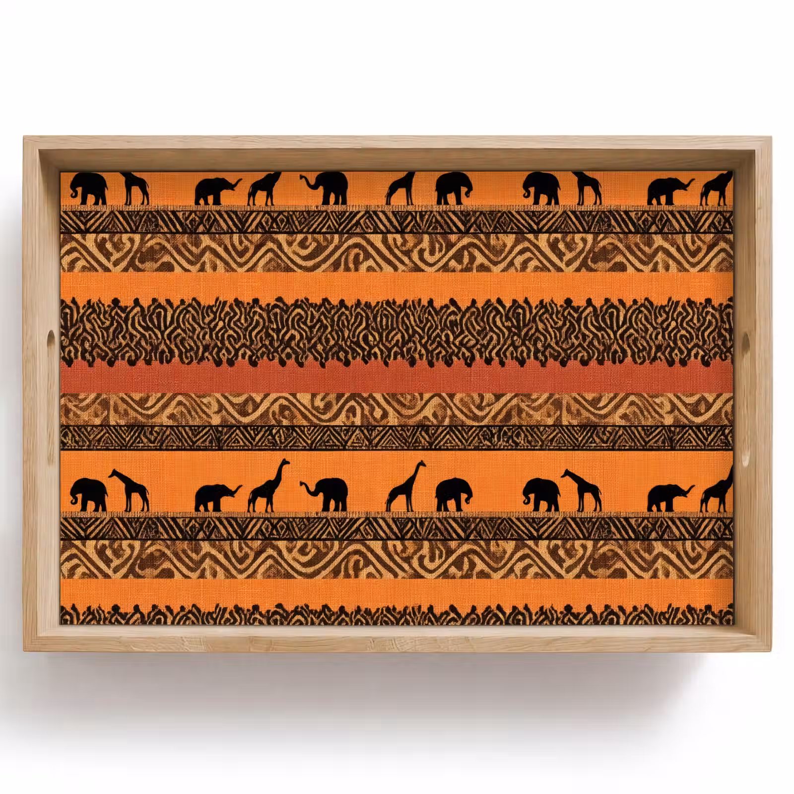 Dienblad - Oranje - Safari - Afrikaans - Dieren - Patroon — 1