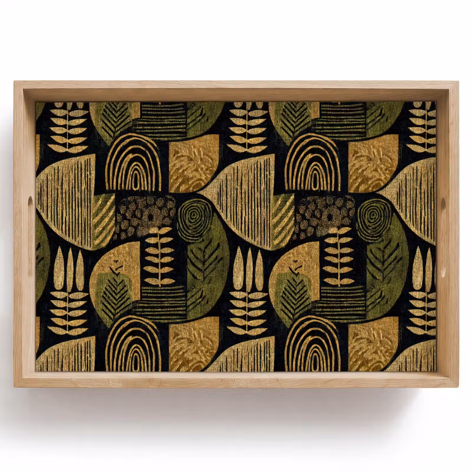 Dienblad - Zwart - Okergeel - Botanisch - Textuur — 1