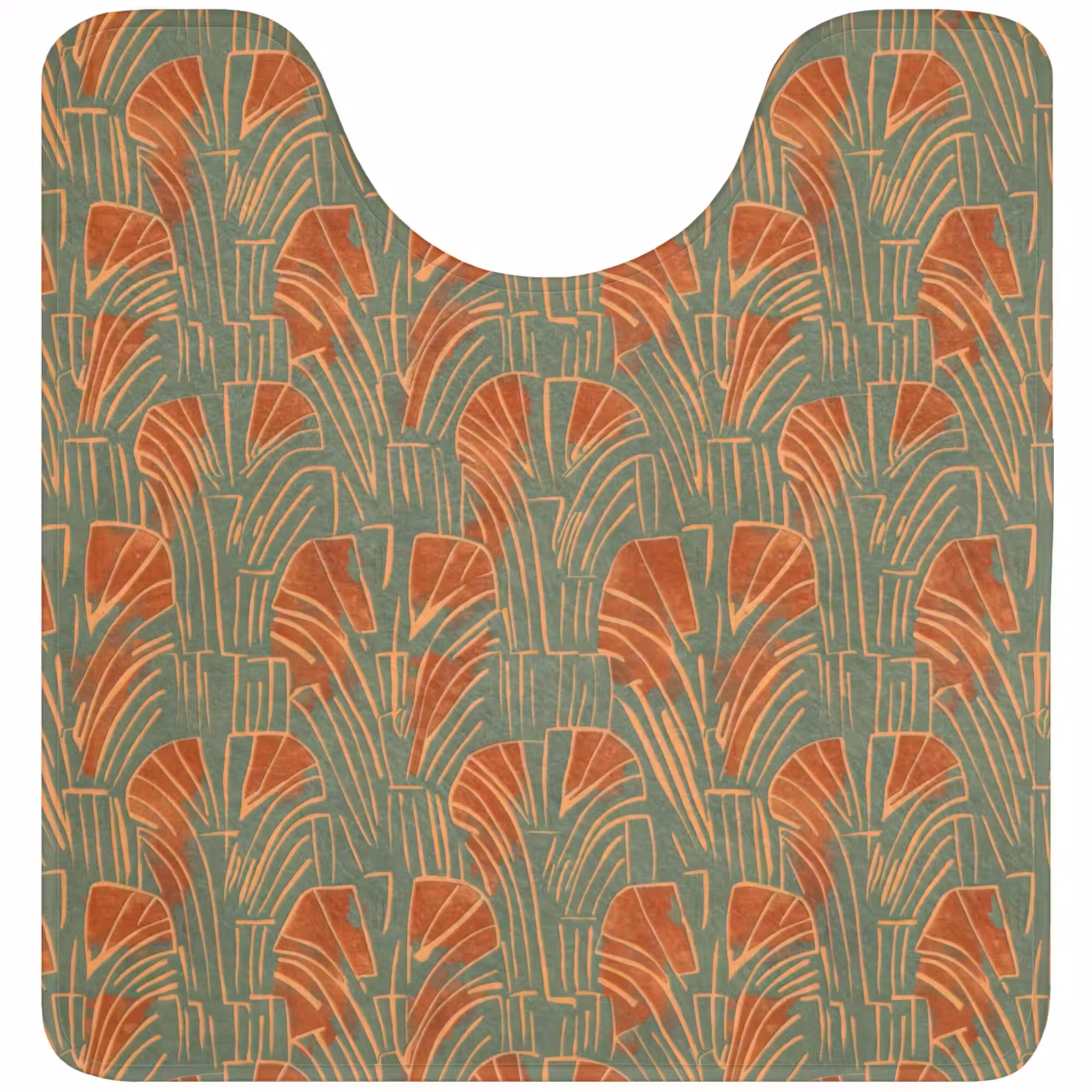 Wc Mat - Groen - Terracotta - Deco - Waaiers — 1