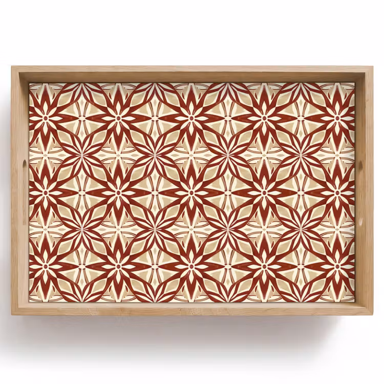 Dienblad - Bordeauxrood - Geometrisch - Tegel - Patroon — 1