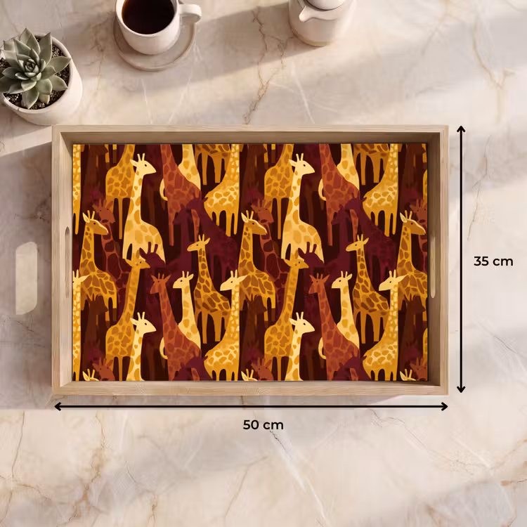 Dienblad - Bruin - Giraffen - Safari - Patroon — 9