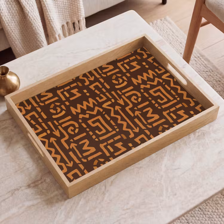 Dienblad - Chocoladebruin - Etnisch - Tribaal - Symbolen — 2