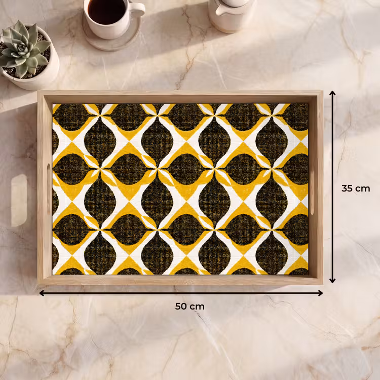 Dienblad - Geel - Zwart - Geometrisch - Retro - Textuur — 9