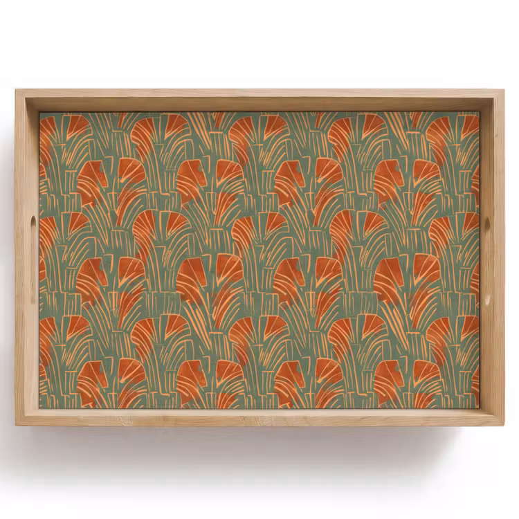 Dienblad - Groen - Terracotta - Deco - Waaiers — 1