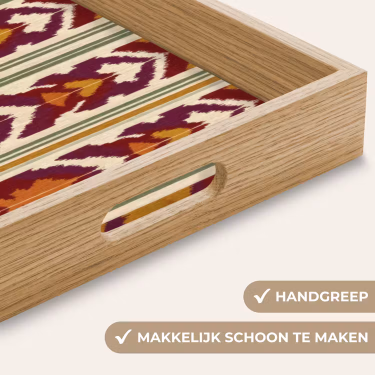Dienblad - Ikat - Bordeauxrood - Etnisch - Patroon — 5