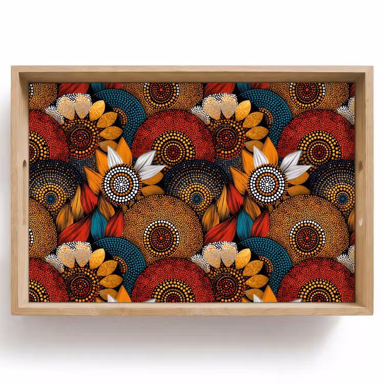 Dienblad - Kleurrijk - Aboriginal - Dot Painting - Botanisch - Patroon — 1