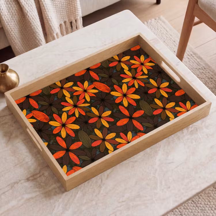 Dienblad - Oranje - Retro - Bloemen - Herfst — 2
