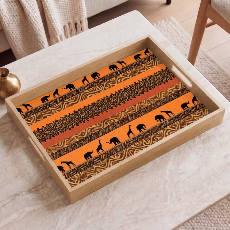 Dienblad - Oranje - Safari - Afrikaans - Dieren - Patroon — 2