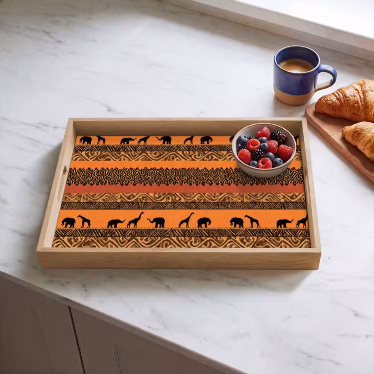 Dienblad - Oranje - Safari - Afrikaans - Dieren - Patroon — 4