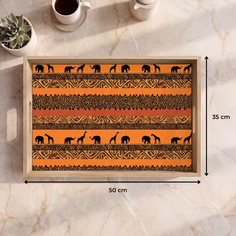 Dienblad - Oranje - Safari - Afrikaans - Dieren - Patroon — 9