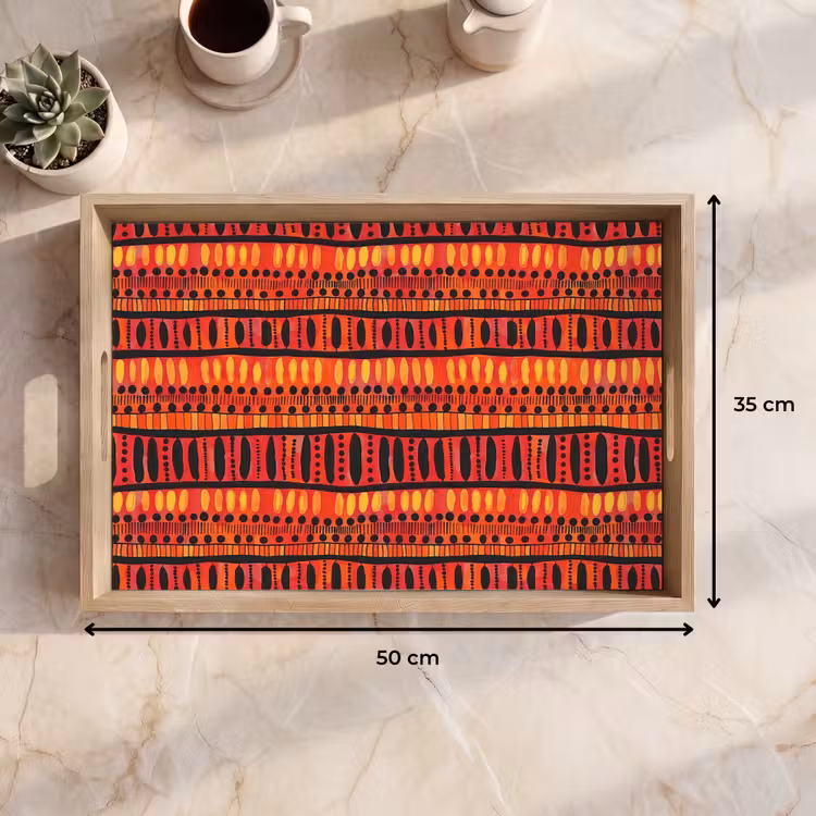 Dienblad - Rood - Oranje - Etnisch - Expressief - Patroon — 9