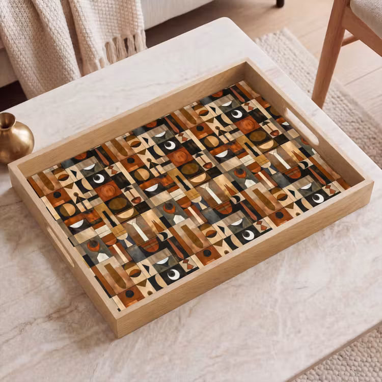 Dienblad - Terracotta - Geometrisch - Mid-Century - Patroon — 2