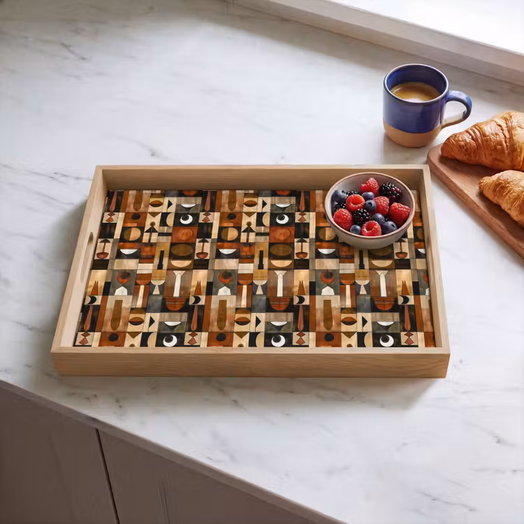 Dienblad - Terracotta - Geometrisch - Mid-Century - Patroon — 4
