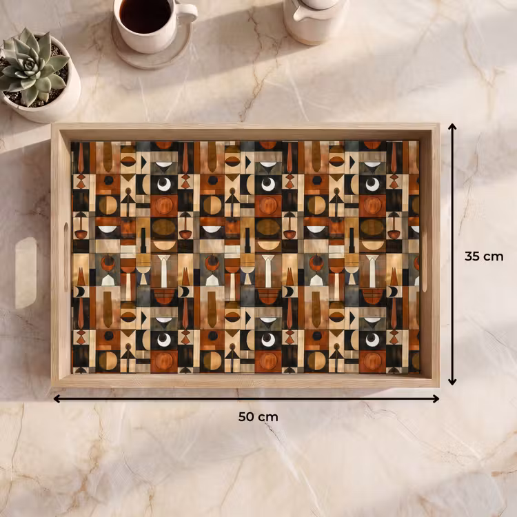 Dienblad - Terracotta - Geometrisch - Mid-Century - Patroon — 9