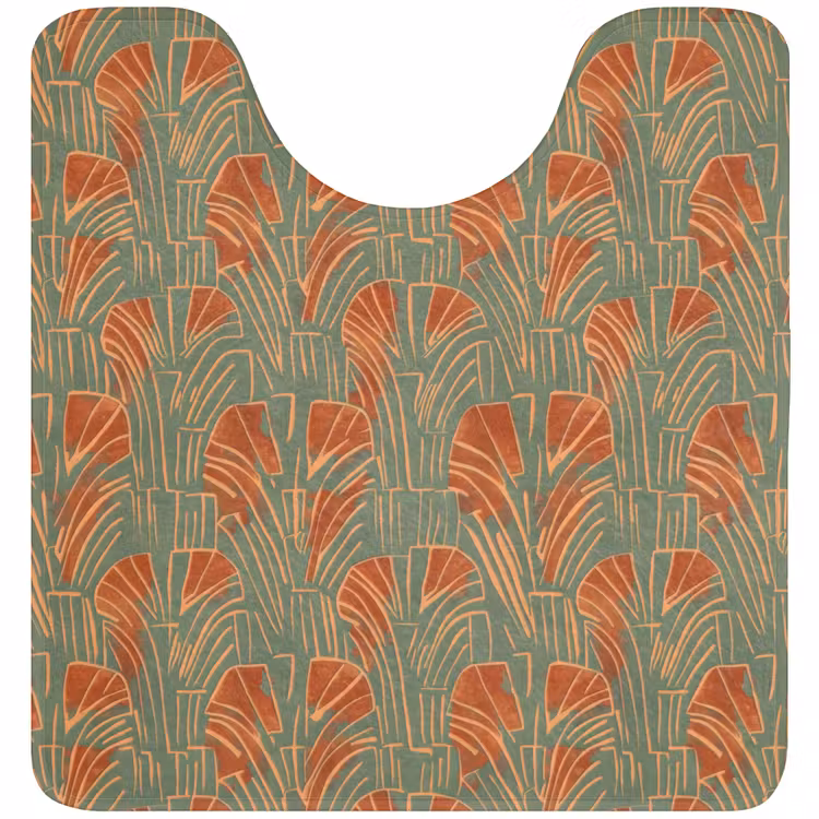 Wc Mat - Groen - Terracotta - Deco - Waaiers — 1