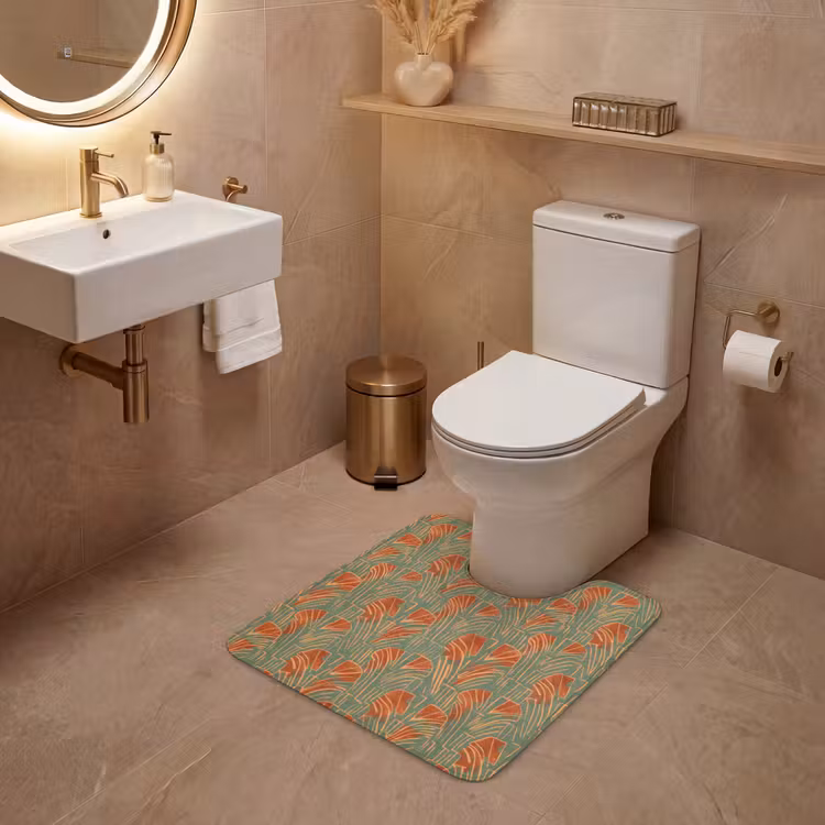 Wc Mat - Groen - Terracotta - Deco - Waaiers — 3