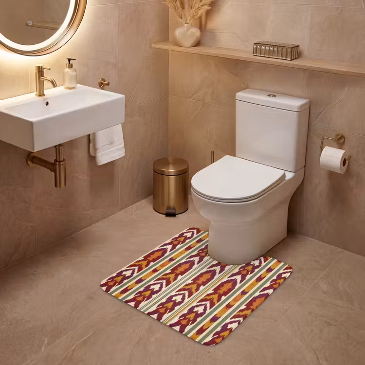 Wc Mat - Ikat - Bordeauxrood - Etnisch - Patroon — 3