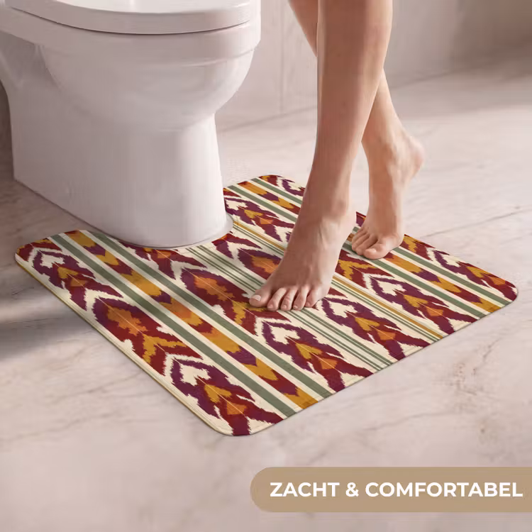 Wc Mat - Ikat - Bordeauxrood - Etnisch - Patroon — 5