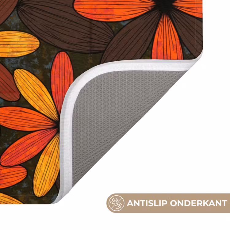 Wc Mat - Oranje - Retro - Bloemen - Herfst — 4
