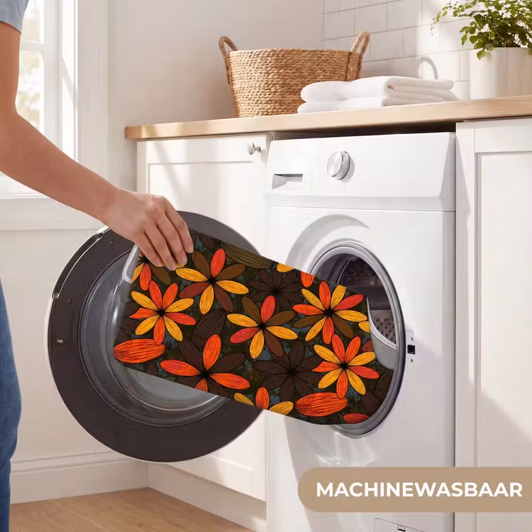 Wc Mat - Oranje - Retro - Bloemen - Herfst — 6