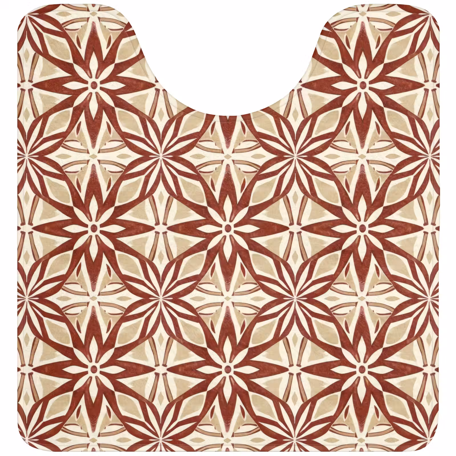 Wc Mat - Bordeauxrood - Geometrisch - Tegel - Patroon — 1