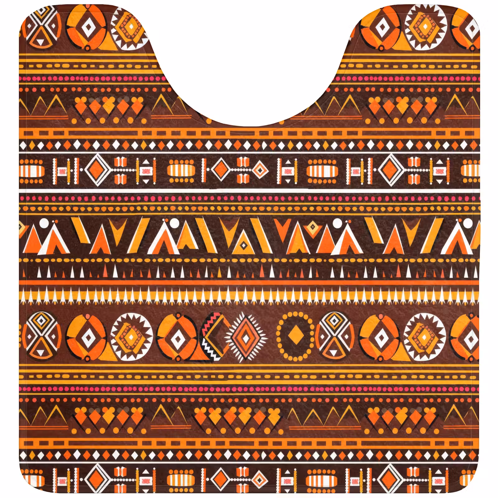 Wc Mat - Oranje - Etnisch - Tribaal - Geometrisch - Patroon — 1