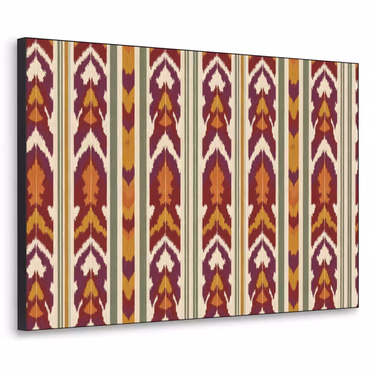 Art Frame - Ikat - Bordeauxrood - Etnisch - Patroon — 1