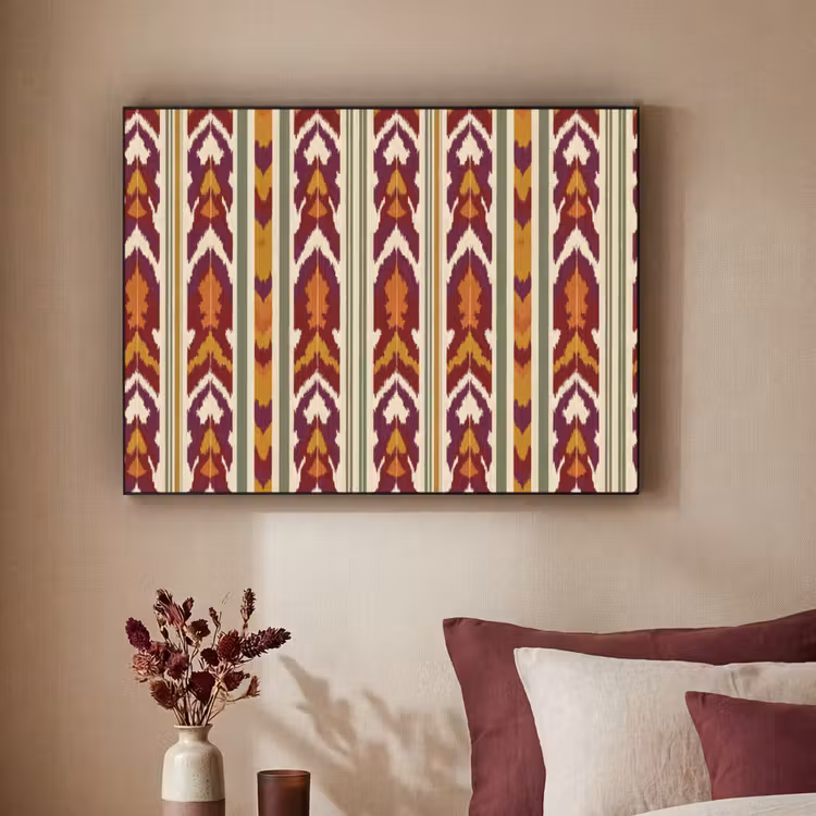 Art Frame - Ikat - Bordeauxrood - Etnisch - Patroon — 3