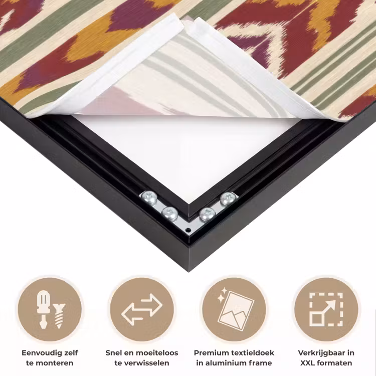 Art Frame - Ikat - Bordeauxrood - Etnisch - Patroon — 4