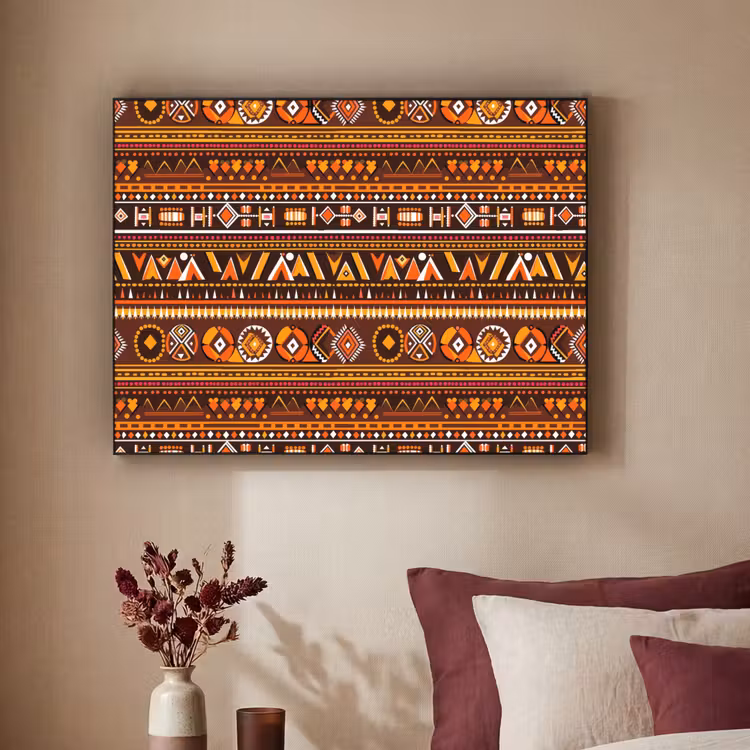 Art Frame - Oranje - Etnisch - Tribaal - Geometrisch - Patroon — 3