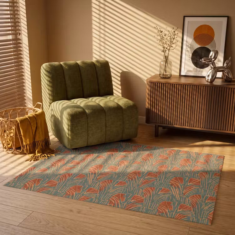 Vloerkleed - Groen - Terracotta - Deco - Waaiers — 2