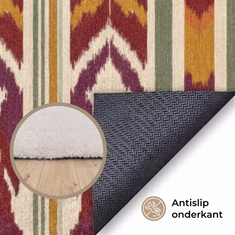 Vloerkleed - Ikat - Bordeauxrood - Etnisch - Patroon — 4