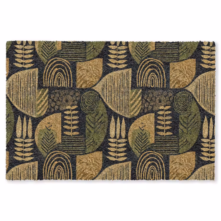 Vloerkleed - Zwart - Okergeel - Botanisch - Textuur — 1