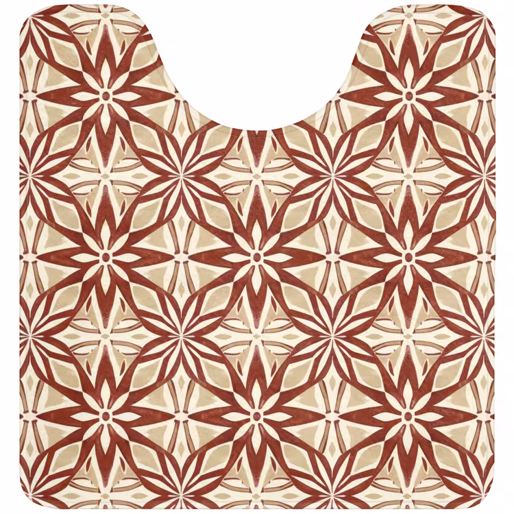 Wc Mat - Bordeauxrood - Geometrisch - Tegel - Patroon — 1
