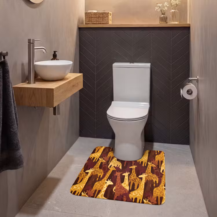 Wc Mat - Bruin - Giraffen - Safari - Patroon — 2