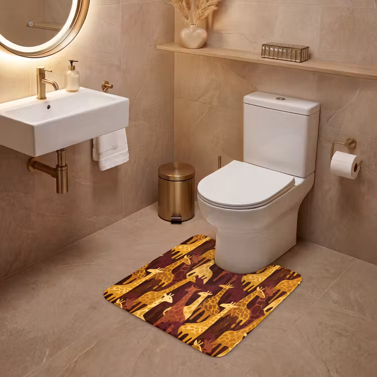 Wc Mat - Bruin - Giraffen - Safari - Patroon — 3
