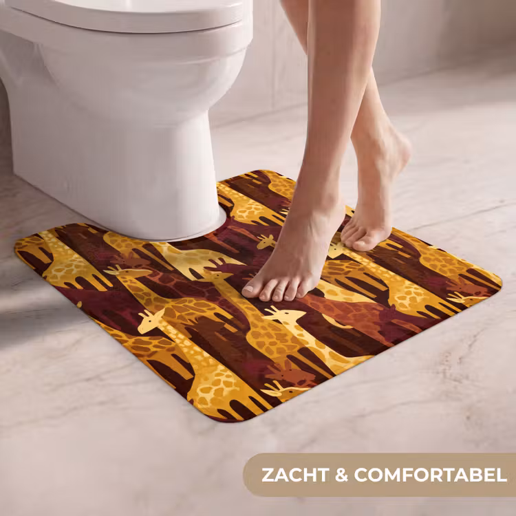 Wc Mat - Bruin - Giraffen - Safari - Patroon — 5