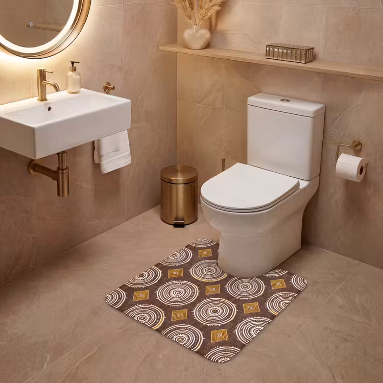 Wc Mat - Chocoladebruin - Etnisch - Tribaal - Cirkels - Patroon — 3